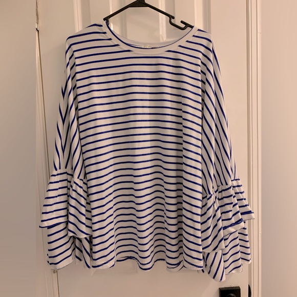 Blue stripe jersey knot top - Picture 1 of 2